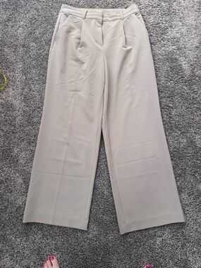 LOFT Wide-Leg High-Rise Pants in Light Taupe